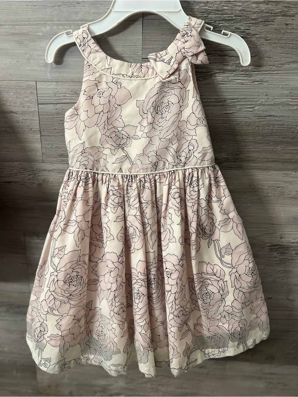 Janie and Jack  Girls Pink Floral Bow-Shoulder Party Formal Tulle Dress size 3